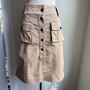 Burberry London Beige Utility Pocket Skirt Cotton Stretch Size 12